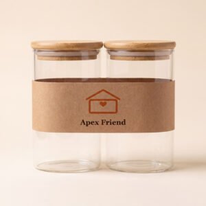 Lidded Glass Storage Jars, Set of 2